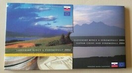 SLOVAKIA ORIGINAL COIN SET 2004 AND EURO PROBE IN ONE MINT SET NICE FOLD... - $74.41