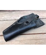 VTG 1940&#39;s - 50&#39;s Black Leather Pistol Gun Holster CARR Snap - £15.54 GBP