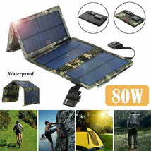 Portable 80W USB Solar Panel Folding Power Bank Outdoor Camping Phone Ch... - £30.53 GBP