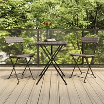 Folding Bistro Chairs 2 pcs Grey Poly Rattan and Steel - £45.95 GBP