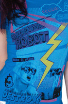 Cardboard Robot Donna Blu Nuovo Pollution Destruct Ozone Layer Me Stesso T-Shirt - £11.21 GBP