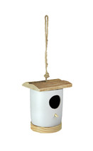 Scratch &amp; Dent Ceramic &amp; Wood Hanging Birdhouse Bird Nesting House Cylinder - £19.46 GBP