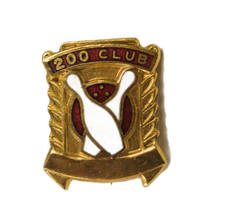 Vintage 200 Club Bowling Metal Enamel lapel Jacket Vest Pin - £7.71 GBP