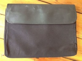 Levenger Black Leather Nylon Laptop Case Sleeve Bag 14.5&quot;x10&quot; Made in En... - £31.37 GBP