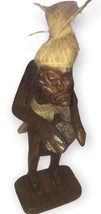 Indonesia Hand Carved Vintage Tribal Man Drumming Figure - $46.53