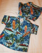 RJC Hawaiian Hawaii Boys Size 24M Camp Shirt &amp; Shorts Set Surfboards Palms NWT  - £19.73 GBP