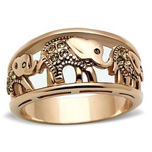 Circus Elephant Ring Rose Gold Plated Stainless Steel TK316 - £12.55 GBP