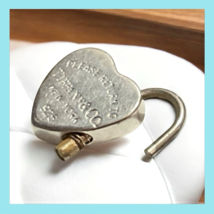 Tiffany & Co. Please Return to Sterling Silver 925 Heart Padlock Charm Pendant image 7