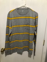 NEW Gap Men's Medium Long Sleeve Pocket Striped Cotton Shirt Gray & Yellow - £12.45 GBP