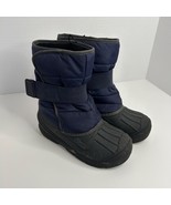 Cat &amp; Jack Black Blue Kids Boys Snow Boots Youth Sz 1 THERMOLITE EcoMade... - $17.78