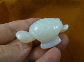 Y-TUR-SE-745 White opalite glass SEA TURTLE gemstone figurine love lil t... - $23.36