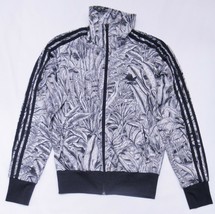Adidas Women&#39;s Full Zip Track Jacket Sample Navy Blue Gray White Plants Leaves S - £39.05 GBP