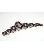 Vintage Thai Argent Siam Niello Émail Dégradé Effilé Panneau Bracelet 7 &quot; - $617.46 CAD