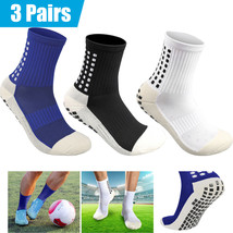 3 Pair Sport Socks Anti Slip W/ Grip Soccer Men Football Basketball Sock Premium - £22.37 GBP