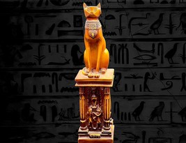 Egyptian Sculpture, Bastet, Obsidian, Hand Carved Stone, Art Deco, Egypt... - $199.00