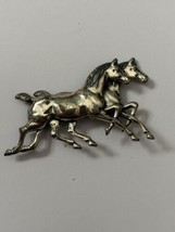 Vintage Beau Sterling Silver Double Horse Brooch Equestrian - £14.93 GBP