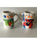 His and hers snowman hot cocoa coffee painted mugs cups winter holiday d... - $19.75