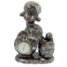 Vintage Japan Porcelain Poodles Black Redware Thermometer Silver Frostin... - $28.01