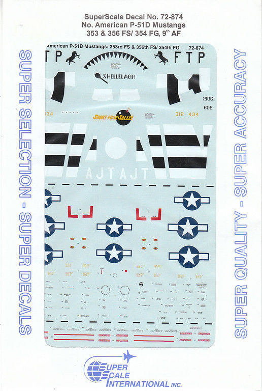 Primary image for 1/72 SuperScale Decals P-51D Mustang 353rd 356th FS 354th FG 9th AF 72-874