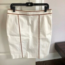  CELINE White Skirt Leather Trim SZ FR 42/US 12 EUC - $78.21