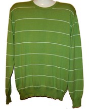 Hiway Green White Stripes Cotton Shirt Sweater Italy Size XL P/O - $18.49