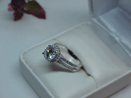 QVC Sterling Halo Diamonique Solitaire 2.00ct CZ Ring Heart Band Sz 7.5 ... - $98.99