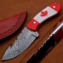 8.5&quot;Custom Handmade Knife Hand Forge Bowie Damascus Steel Hunting Gut Hook Knife - £17.56 GBP