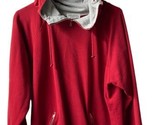Jones New York Pullover Hoodie Womens Size M Red 1/4 Zip Pockets - $16.17