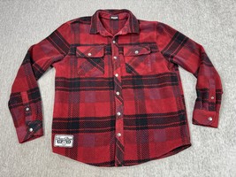 True Religion Shacket Mens Large Polar Fleece Buffalo Plaid Button Shirt... - $23.75