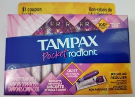 Tampax Pocket Radiant Regular Compact Tampons Travel Size Unscented - £6.18 GBP