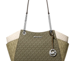 New Michael Kors Jet Set Large Printed Signature Logo Tote Bag Olive / D... - $119.51