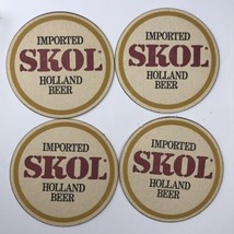 SKOL Holland Beer Coaster Beer Paper Set Of 4  Vintage Bar Cardboard - £9.83 GBP