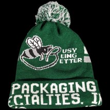 Packaging Specialties Inc Beanie Dark Green with Bee Busy Being Better Pom Pom - £14.97 GBP