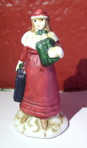 Lemax Girl in Red Dress Bisque Figurine 1993 Vintage Victorian Village C... - $17.77