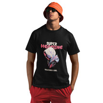 Men Graphic Tees Short Sleeves Crew Neck Black Super Heroine T-Shirt Size S-4XL - £10.71 GBP