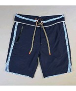 Robert Graham Shorts Men&#39;s 32 Blue W/Floral Trim Swim Trunks Fully Lined... - $52.20 CAD