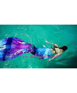 Purple Fairy Mermaid Tail for Swiming, Silicone Monofin Swimmable Mermai... - $145.42 CAD