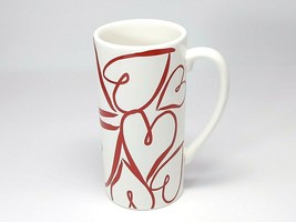 Happy Valentine&#39;s Day White Mug Red Hearts 14 Oz Cup - £14.78 GBP