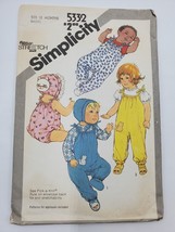 Simplicity 5332 Sewing Pattern Baby Infant Romper Bonnet Vtg Cut Size 12... - $7.88