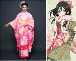 Women Floral Furisode Long Kimono Cosplay Costume Halloween Japanese Tra... - $77.99