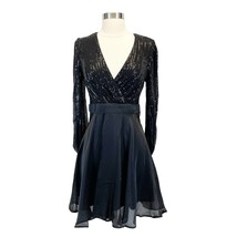 NEW D&amp;M Womens S Carta Dress Sequin Chiffon Fit  Flare Mini Party Cocktail Black - £29.29 GBP