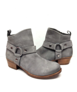 MIZ MOOZ NUBUCK LEATHER  BOOTIE SIDE ZIP BUCKLE GRAY  37EU / 7US # Z-150 - $59.95