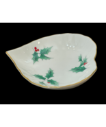 Mikasa Christmas Ribbon Holly Bone China Candy Nut Dish Heart Shape Mult... - $217.86 MXN