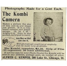 Kombi Camera Kemper Chicago 1894 Advertisement Victorian Pocket Mini 1 ADBN1bb - £7.98 GBP