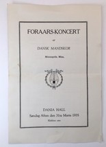 Foraars Concert of Danish Men&#39;s Scholarship Minneapolis MN Program 1935 - £12.78 GBP