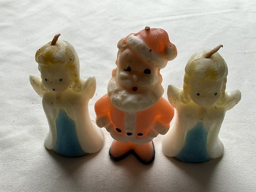 Vintage Lot Of 3 Gurley Christmas Candles Angels And Santa Item image 10