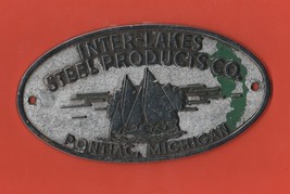 VINTAGE INTER LAKES STEEL PRODUCTS CO. PONTIAC MICHIGAN METAL PLATE SIGN... - £24.22 GBP