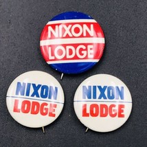 Lot of Three (3) VTG Richard Nixon Lodge Presidential Campaign Pin w/Union Marks - £12.61 GBP