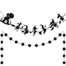 Halloween Witches Garland, Halloween Black Banner Decorations For Fireplace Mant - £12.77 GBP