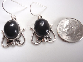 Black Onyx Oval 925 Sterling Silver Earrings receive exact earrings pictured - £11.50 GBP